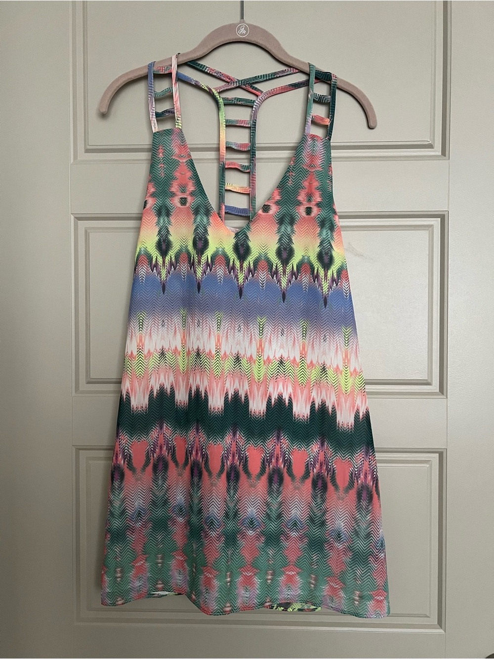 LF Multicolored Boho Summer Vacation Beach Dress Size S NWT